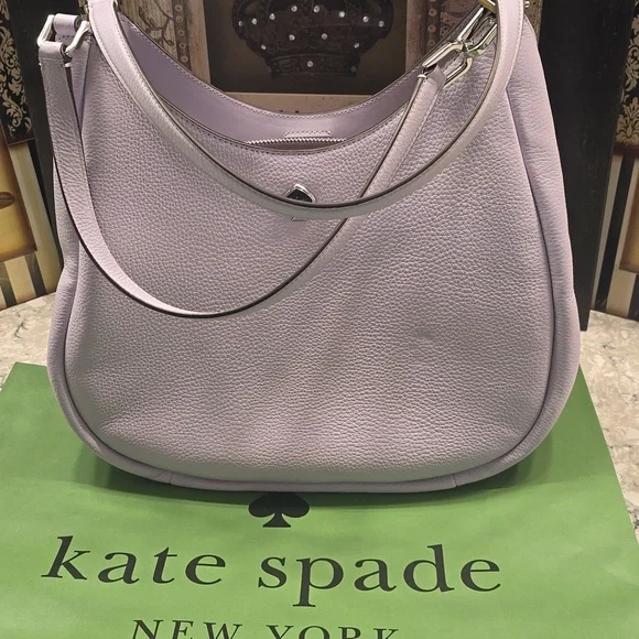 NWT- Kate Spade Kayla Pebbled Leather Large Hobo Lilac